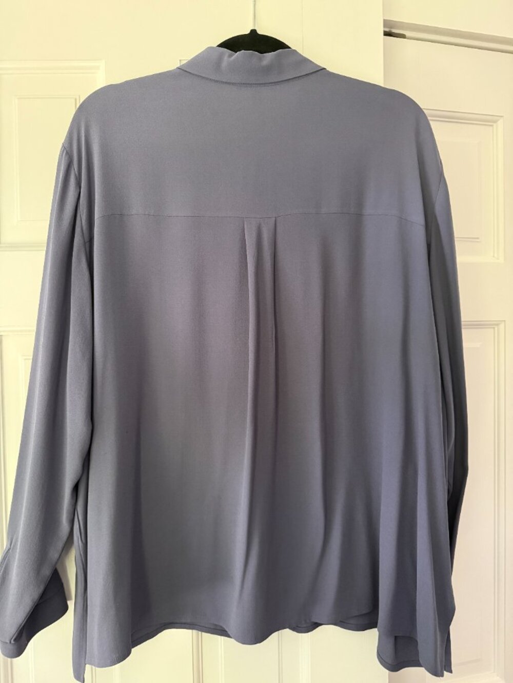 Silk Georgette Crepe Classic Collar Shirt 1X - Picture 3 of 4